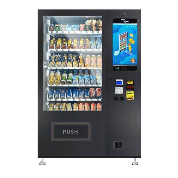 Product Name: New coin machine manufacturer Dimension: 1280*830*1930 Weight: 260KG Power(W): 60W Voltage: 110V/220V-240V Capacity: 337-662 Touch screen: 22inch Cooling System: 2℃-20℃ Payment System: Coin, QR Code  More details: 1.Imported Embraco compressor: Low energy and high efficiency cooling, meet the environmental requirements. 2.Overall foaming technology: Better temperature insulation, energy saving. 3.Adjustable tracks: Adjustable tracks according to goods’ size. 4.Strict pre-delivery inspection(28 steps). We impose strict quality management to guarantee the product. 5.Hardware: modular construction. The hardware adopts modular construction with the characteristics of highly dependability and convenient operation. 6.Triple energy saving device: Overall foaming, cold bridge design, magnetic adsorption door seal, comprehensive efficient heat insulation film.