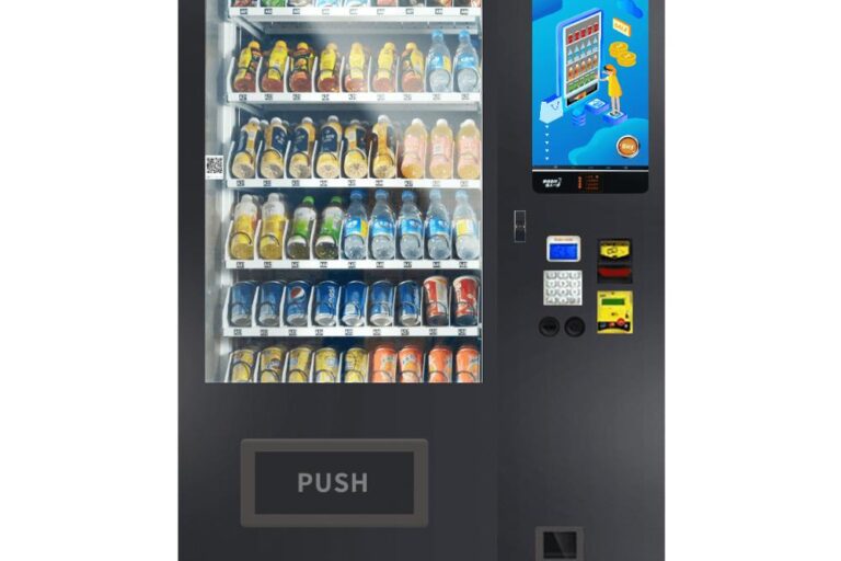 Product Name: New coin machine manufacturer Dimension: 1280*830*1930 Weight: 260KG Power(W): 60W Voltage: 110V/220V-240V Capacity: 337-662 Touch screen: 22inch Cooling System: 2℃-20℃ Payment System: Coin, QR Code  More details: 1.Imported Embraco compressor: Low energy and high efficiency cooling, meet the environmental requirements. 2.Overall foaming technology: Better temperature insulation, energy saving. 3.Adjustable tracks: Adjustable tracks according to goods’ size. 4.Strict pre-delivery inspection(28 steps). We impose strict quality management to guarantee the product. 5.Hardware: modular construction. The hardware adopts modular construction with the characteristics of highly dependability and convenient operation. 6.Triple energy saving device: Overall foaming, cold bridge design, magnetic adsorption door seal, comprehensive efficient heat insulation film.