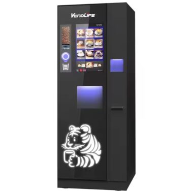 Coffee vending machine with integrated payment system and touchscree