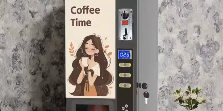 Commercial Coffee Vending Machine Featuring Advanced Payment Syste (2) Coffee vending machine with integrated payment system and touchscree