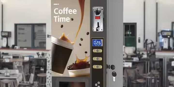 Coffee vending machine with integrated payment system and touchscree