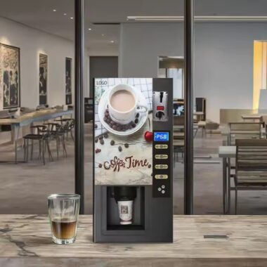 Coffee vending machine with integrated payment system and touchscree