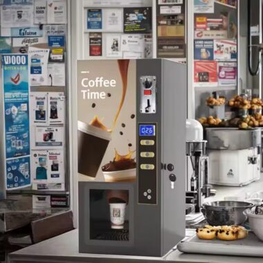 Coffee vending machine with integrated payment system and touchscree