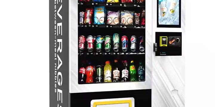Weatherproof outdoor snack and drink vending machine for kiosks